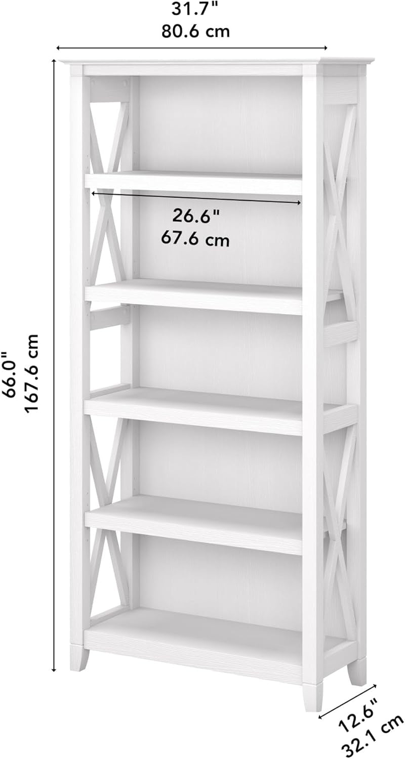Tall 5 Shelf Bookcase In Pure White Oak Modern Farmhouse