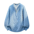 Men's Fake Two Piece Long Sleeve Half Zip Knit Sweater