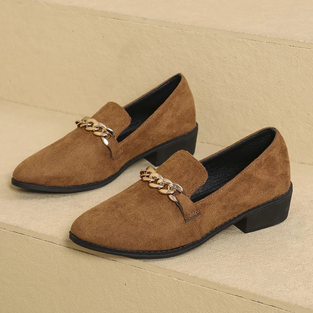 Point Toe Block Heel Loafers