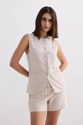 Cotton Tweed Shorts – Cream