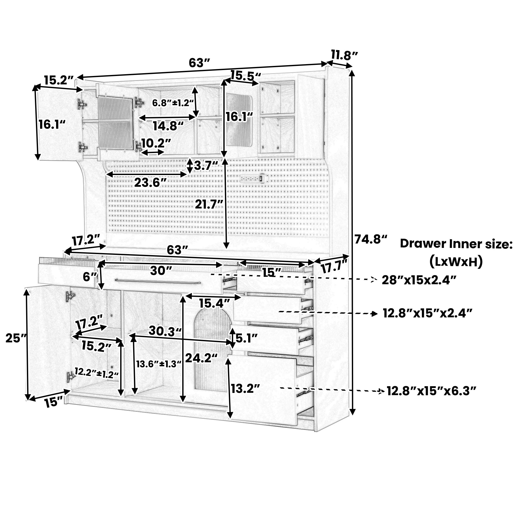 Storage Cabinet Black MDF, Glass for home organization and storage