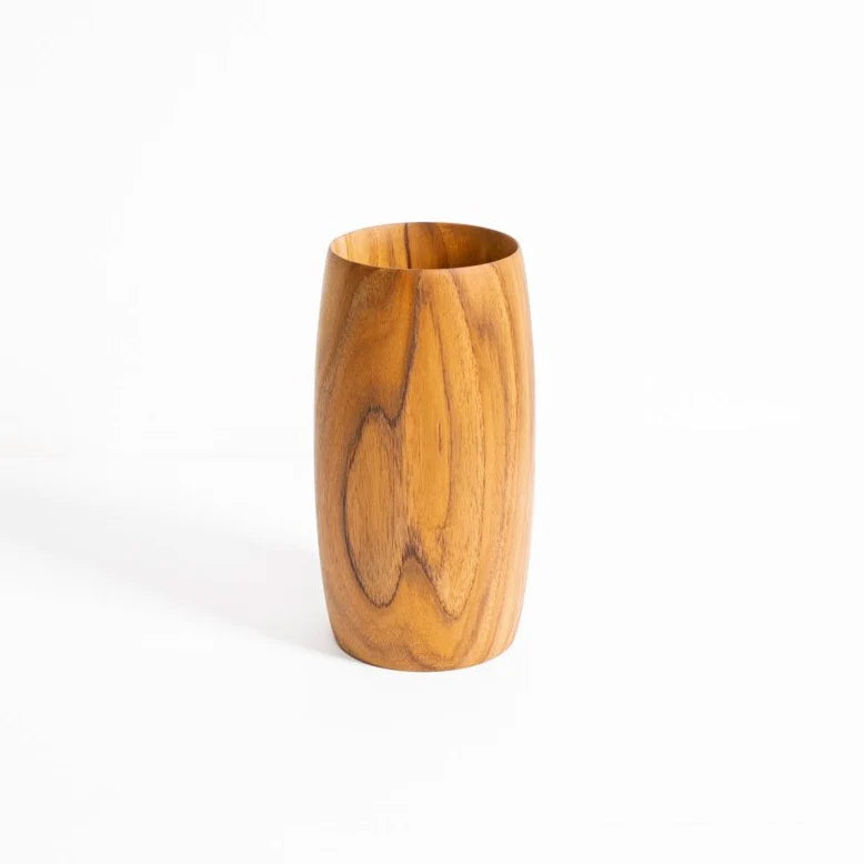 Teak Utensil Holder | 4" x 9" | Handcrafted | Dried Flower Vase | Warmth & Texture | Itza Wood | Powered by People