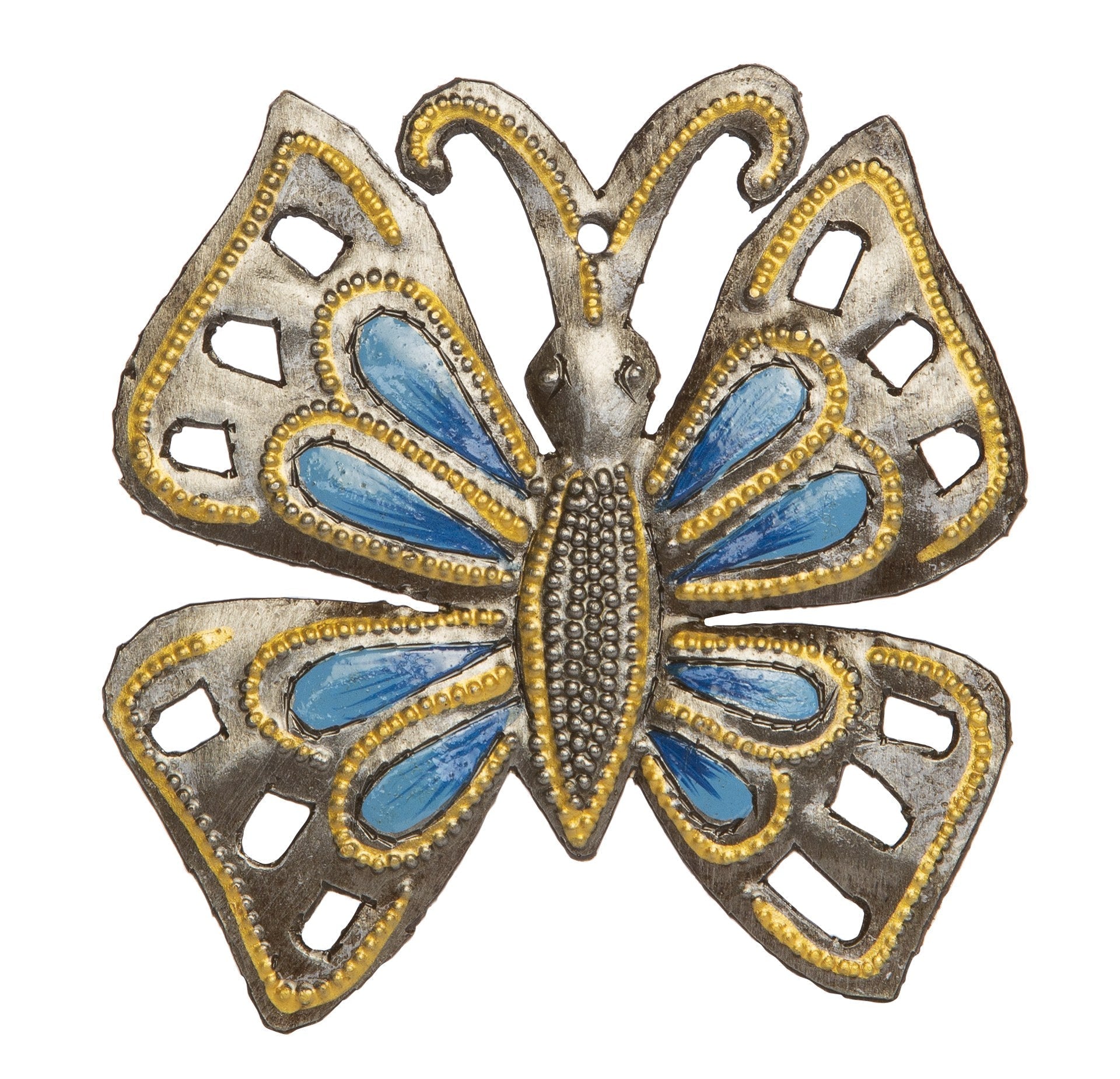 Blue Butterfly Ornament – Handcrafted Metal Art