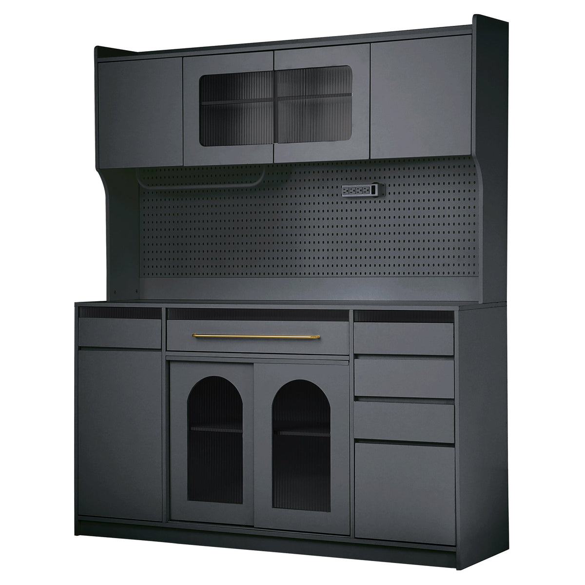 Storage Cabinet Black MDF, Glass for home organization and storage