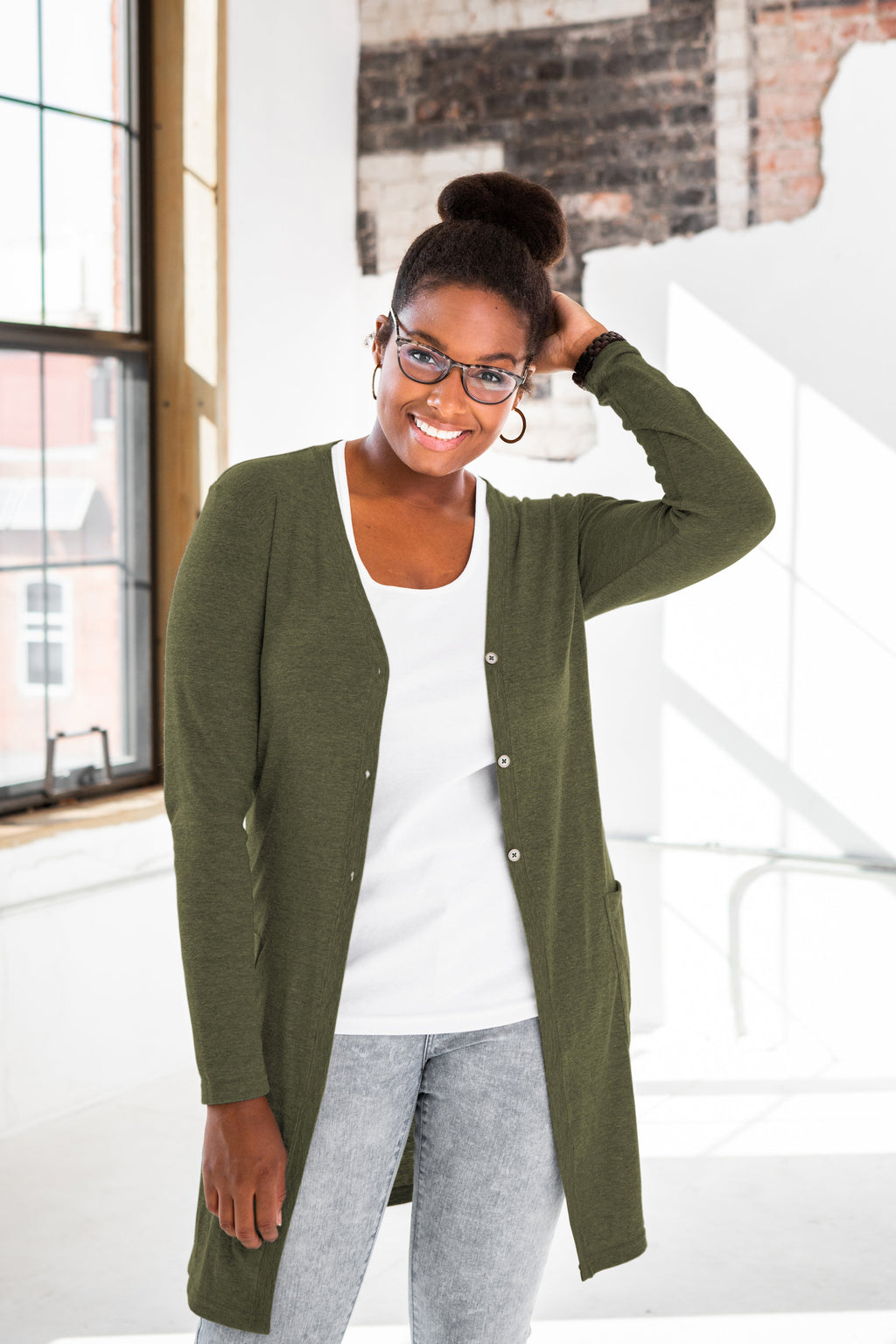 Ladies Eco-Triblend Rib Cardigan | Recycled Fabric | Made in Haiti | Fair Wage | 10 Colors | SM–2X | GOEX Apparel