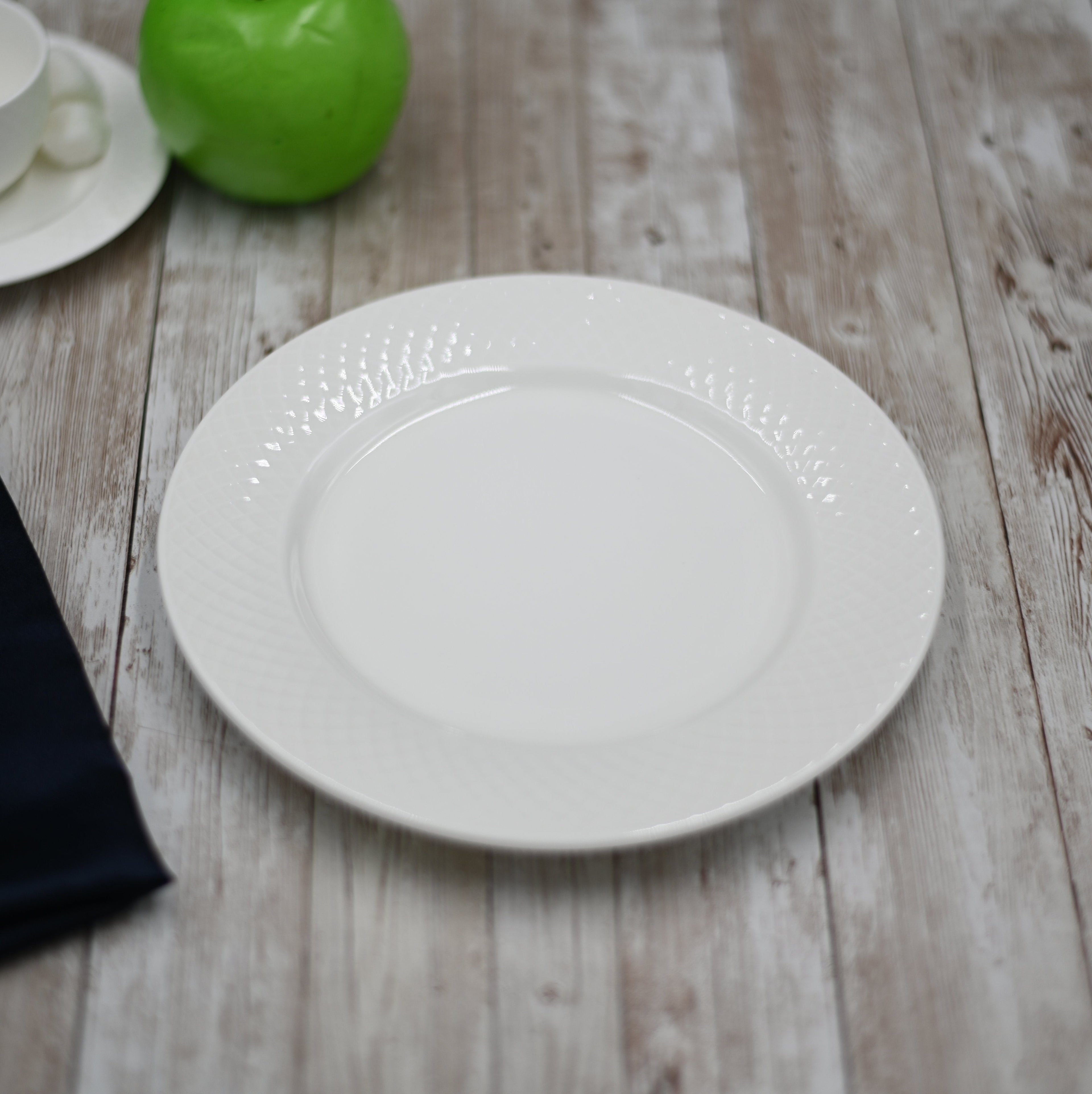 Julia Dessert Plate | 8" | Fine Porcelain | Embossed Rolled Rim | Ovenproof | Dishwasher Safe | WILMAX