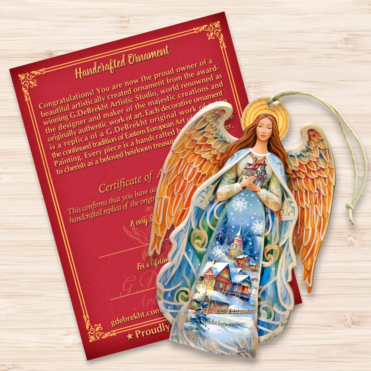 Blessing Home Angel Wooden Ornaments by G. DeBrekht Nativity Holiday Decor - 8611021