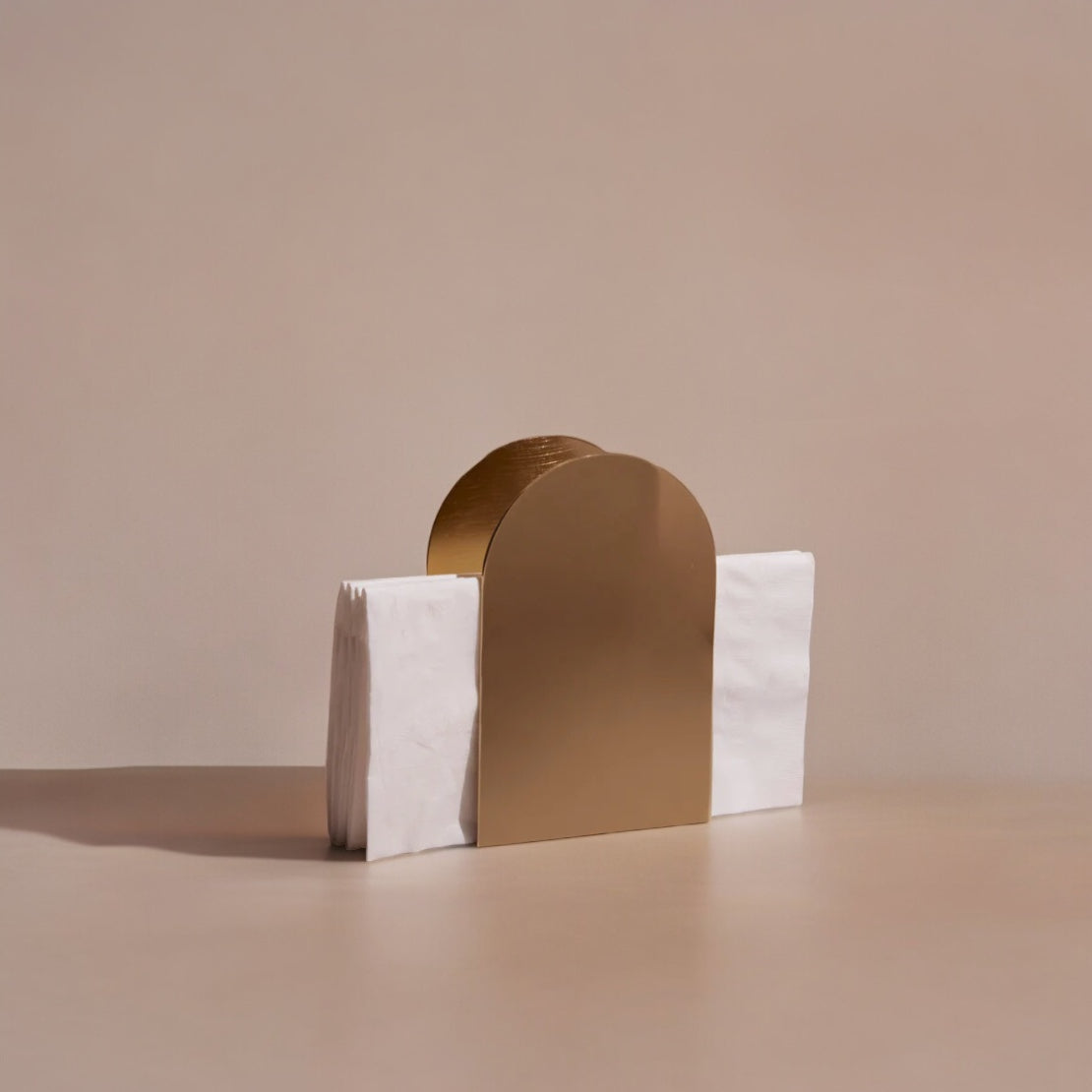Arco Napkin Holder | Brass Finish | Handcrafted in India | Stainless Steel | Fair Trade | 4" x 2" x 6" | Meso Goods | Powered by People