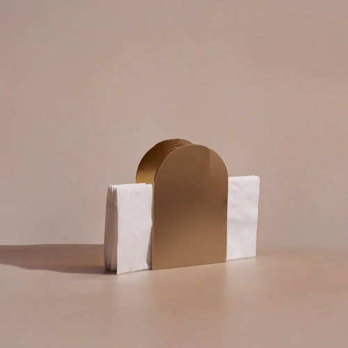 Arco Napkin Holder | Brass Finish | Handcrafted in India | Stainless Steel | Fair Trade | 4" x 2" x 6" | Meso Goods | Powered by People