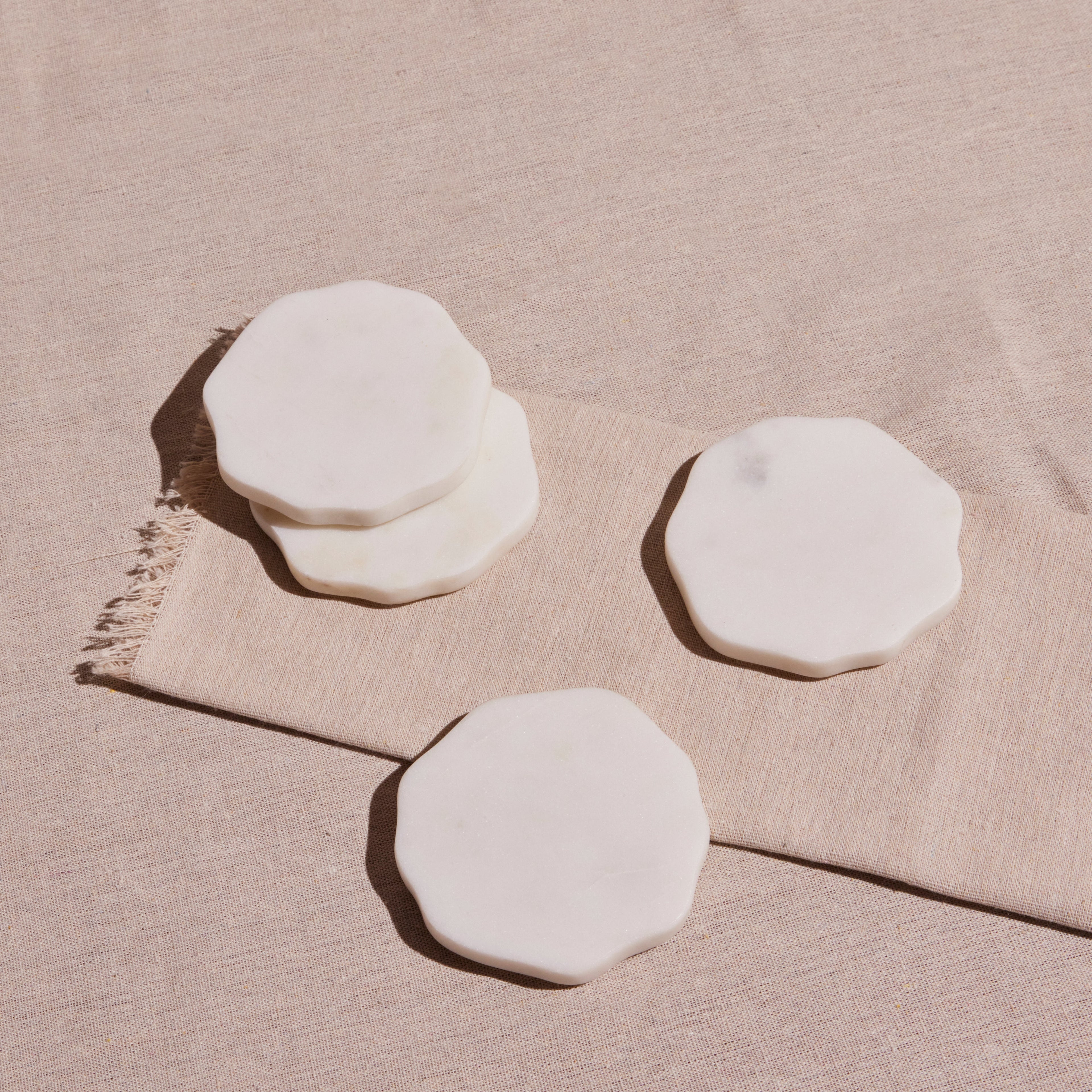 Flor Marble Coasters | Set of 4 | Organic Shaped | Handcrafted in India | Meso Goods