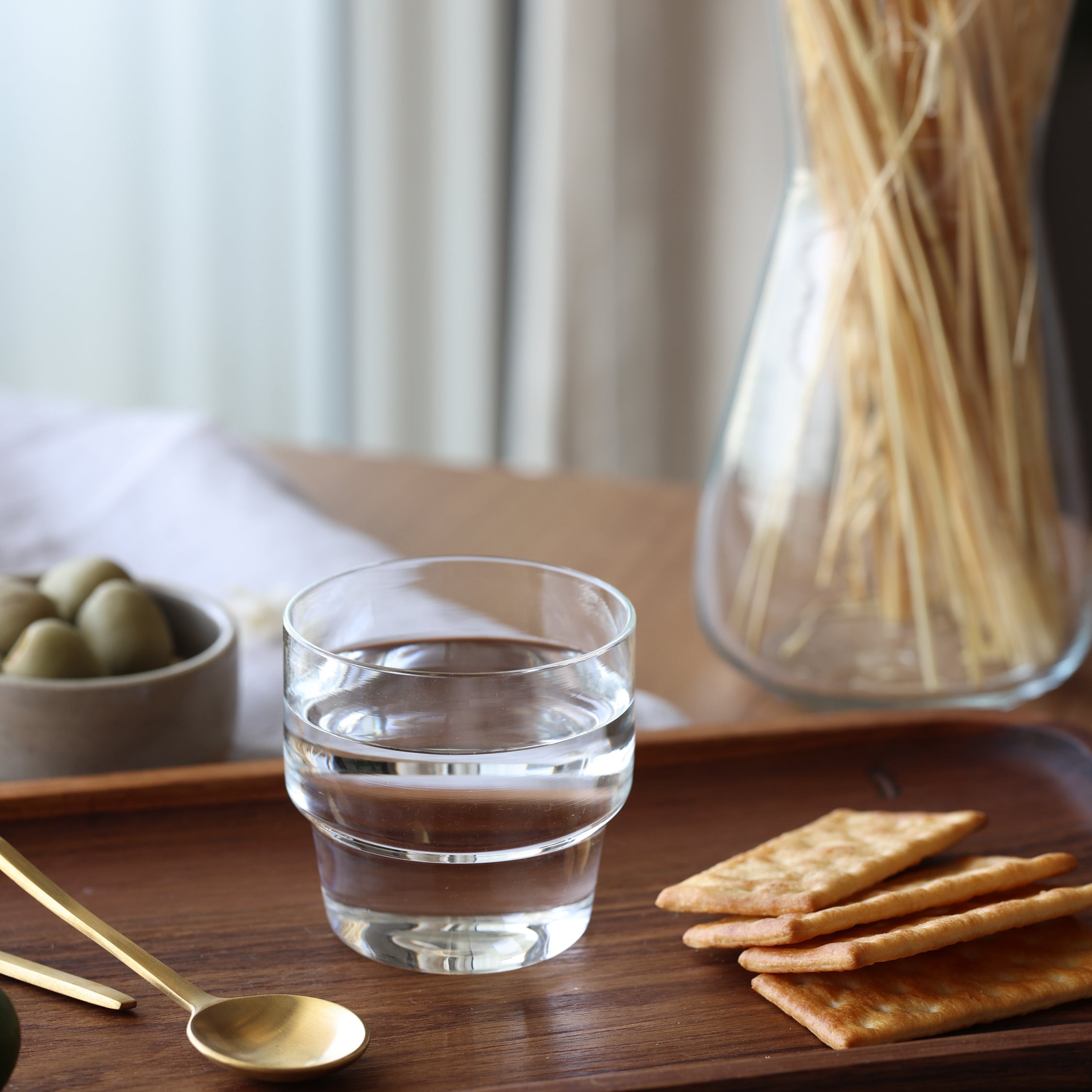 Stackable Glass Tumbler Set of 4 | Mouth-Blown Borosilicate | Handmade in India | 6.75 oz | Fleck