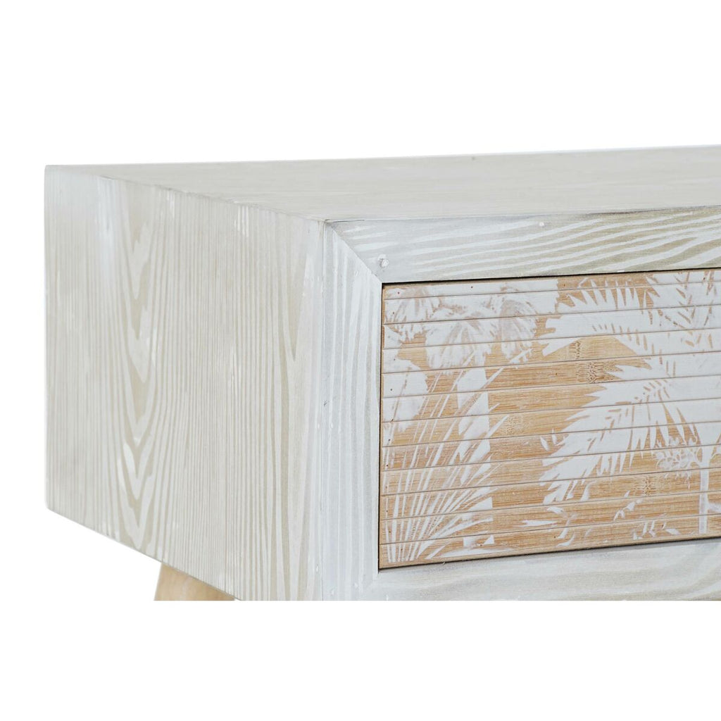 Tropical Wood & Bamboo Nightstand — White