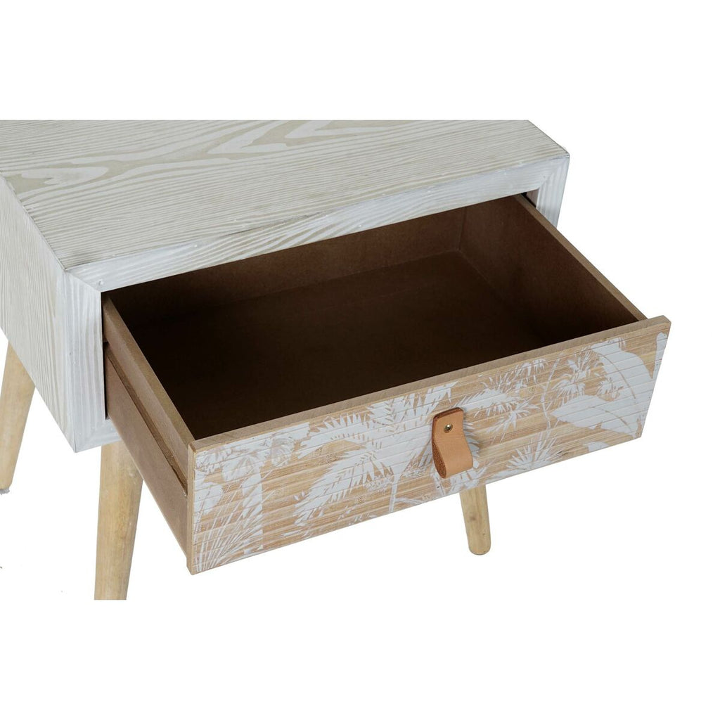 Tropical Wood & Bamboo Nightstand — White