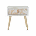 Tropical Wood & Bamboo Nightstand — White