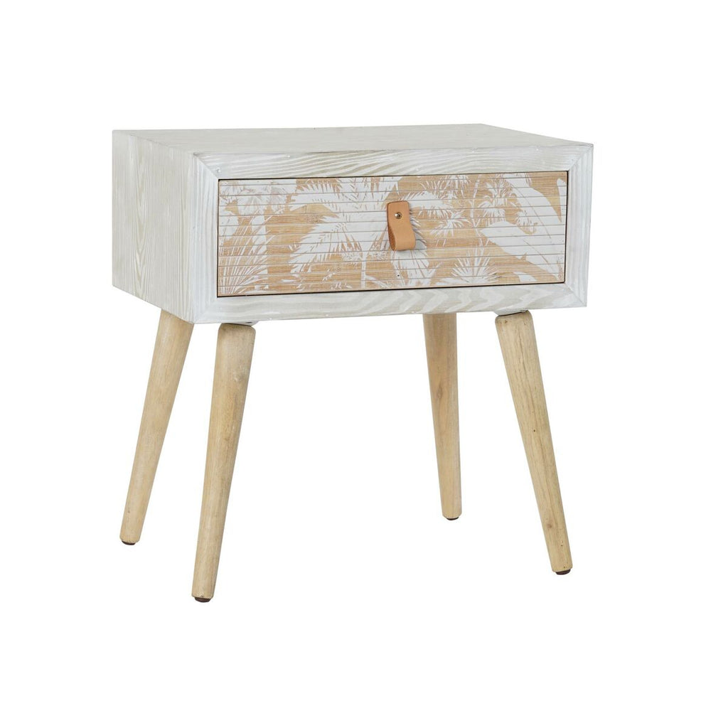 Tropical Wood & Bamboo Nightstand — White