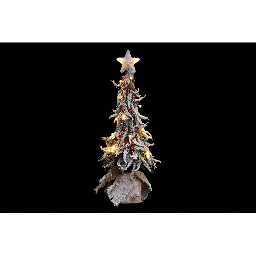 LED Snowfall Tabletop Christmas Tree — White, Red & Green Holiday Decor