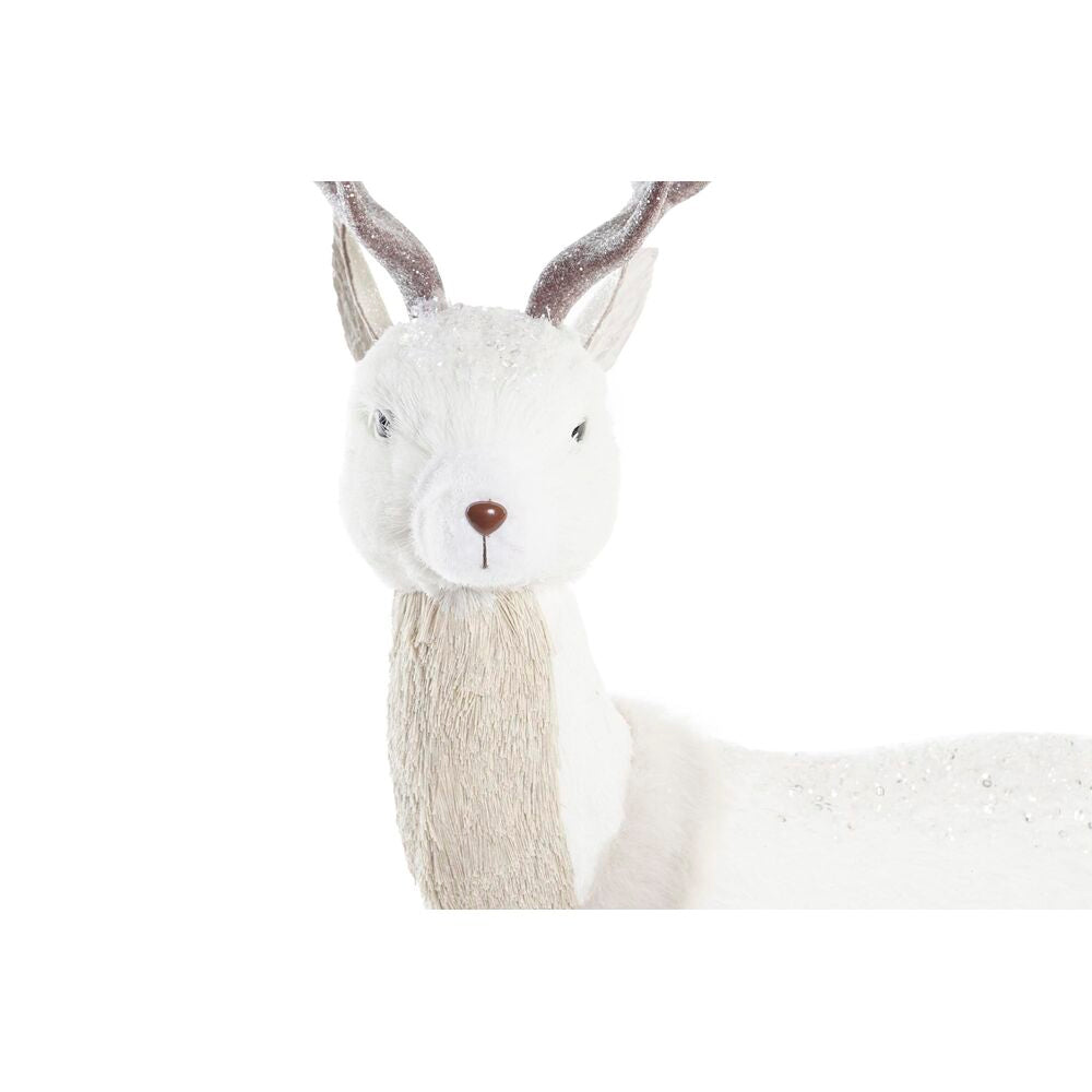 Christmas Deer Decoration — White & Brown Foam Polyester Holiday Accent