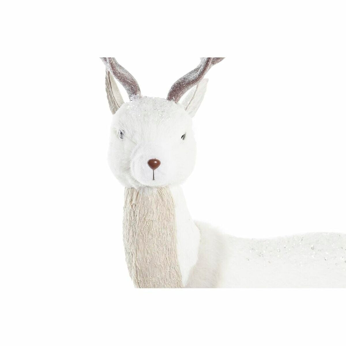 Christmas Deer Decoration — White & Brown Foam Polyester Holiday Accent
