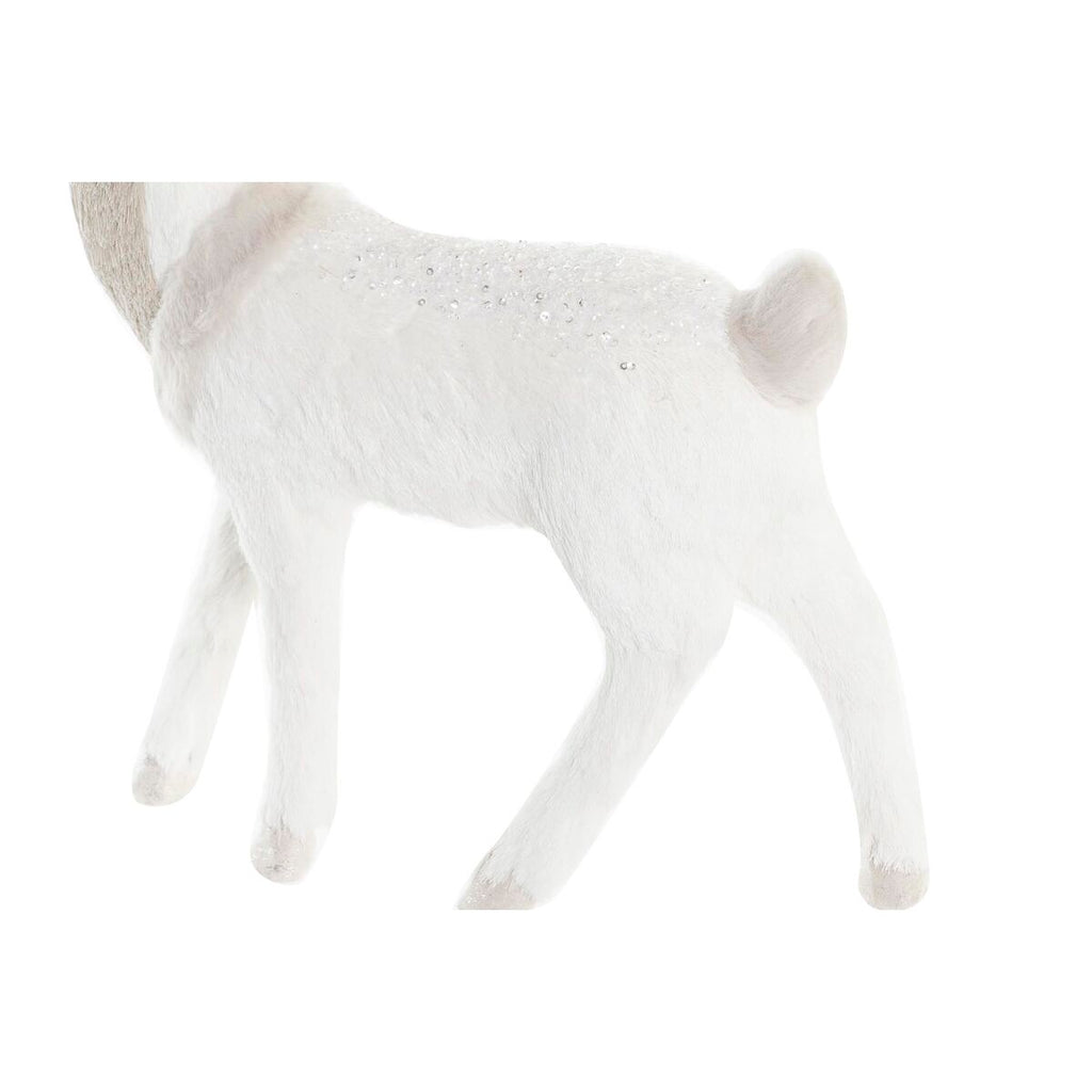 Christmas Deer Decoration — White & Brown Foam Polyester Holiday Accent