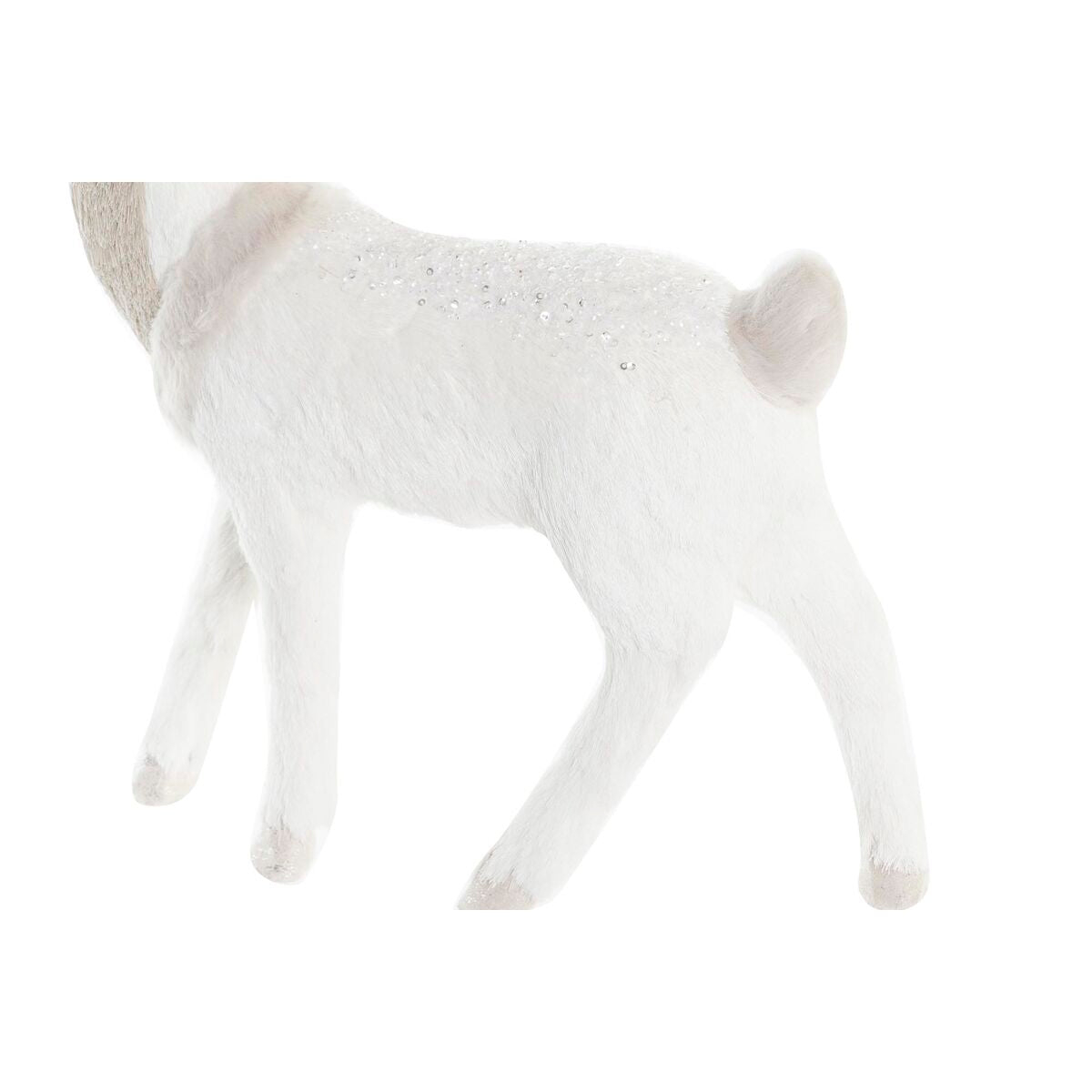 Christmas Deer Decoration — White & Brown Foam Polyester Holiday Accent