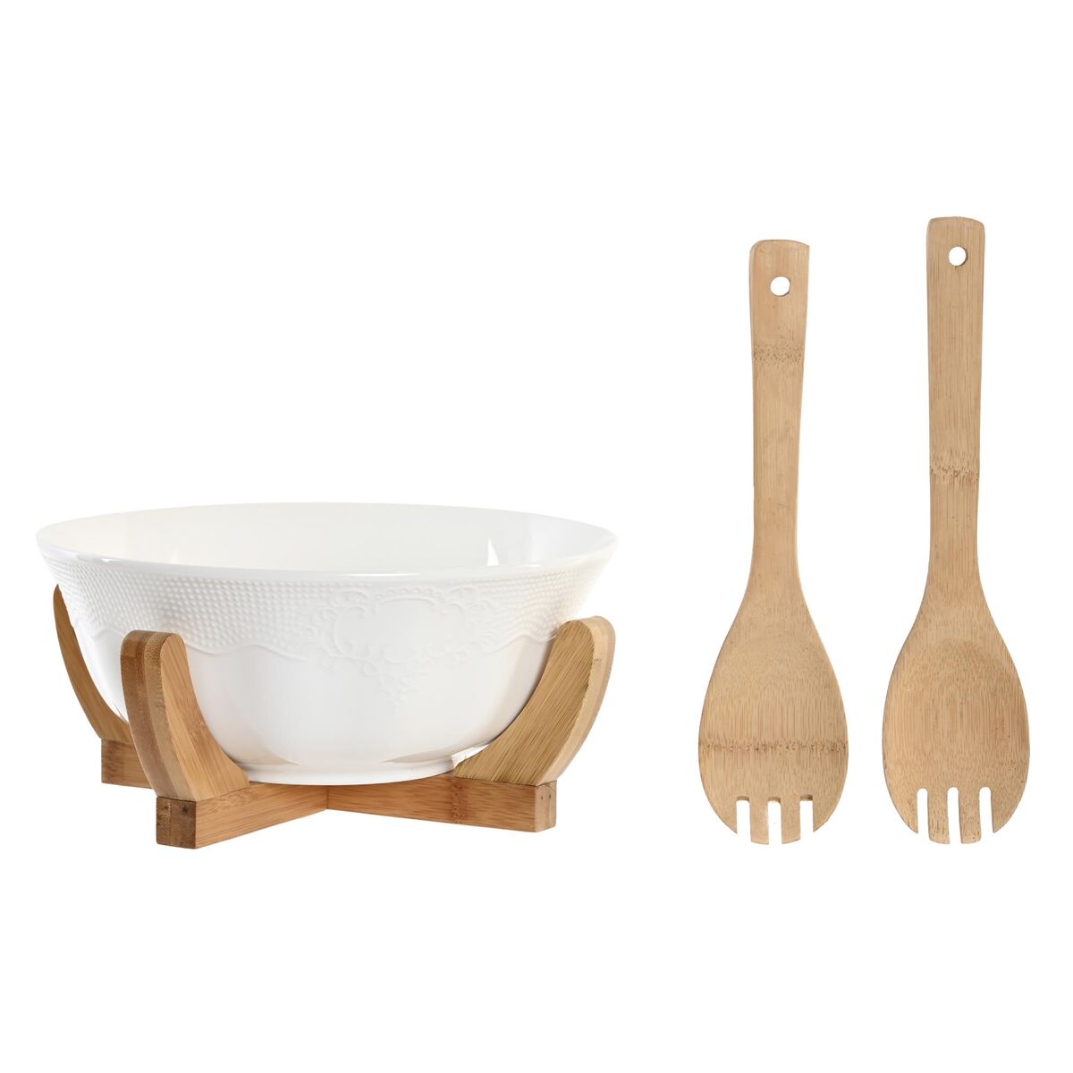 Porcelain Salad Bowl & Serving Set — Natural White