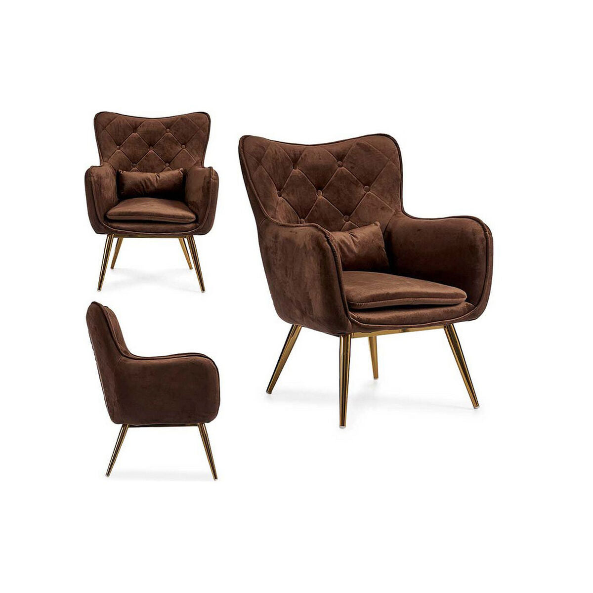 Armchair Brown Velvet (68 x 92 x 70 cm)