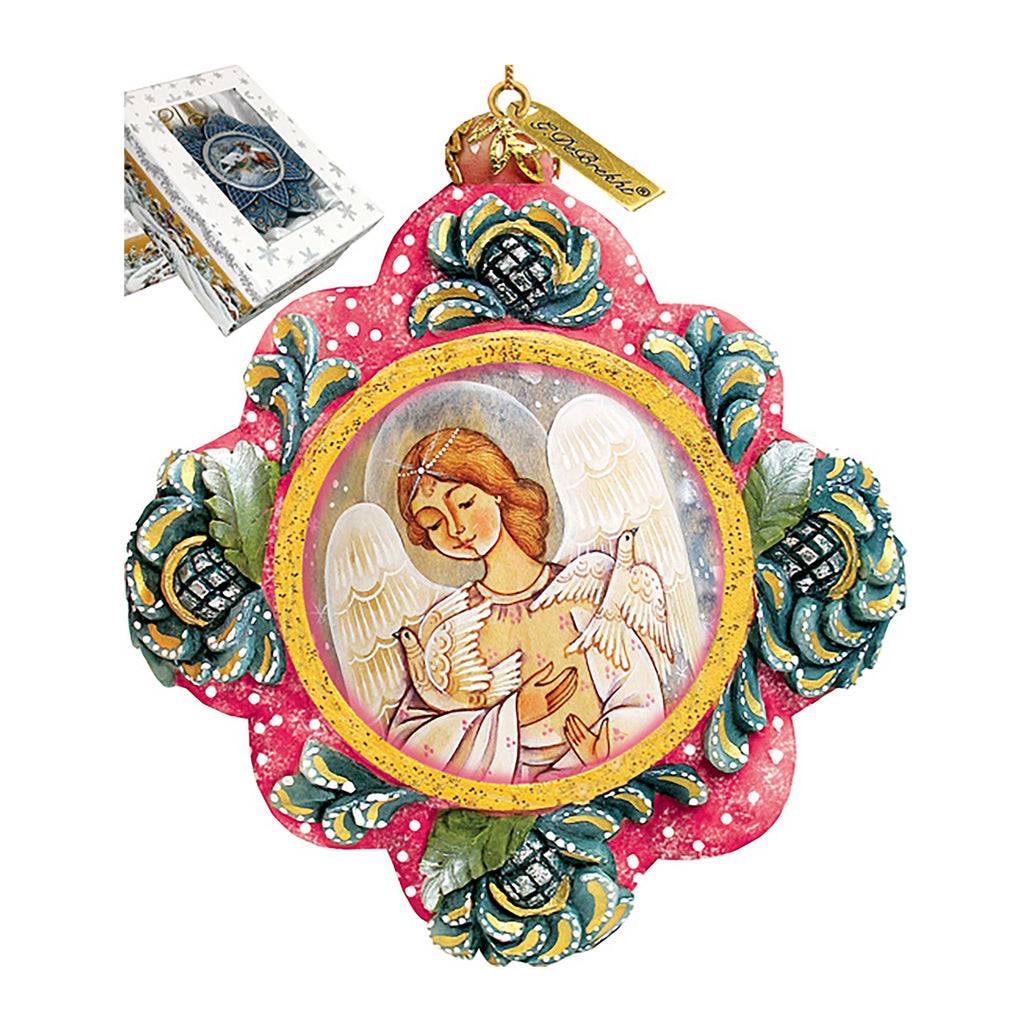 Angels with Doves Sculpted Hand-Painted Christmas Ornament by G. DeBrekht - Nativity Holiday Decor - 6102513