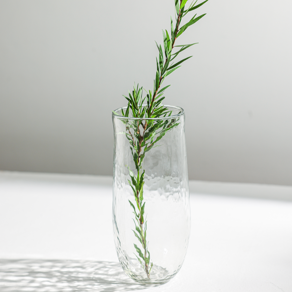 Pebbled Tall Glass Vase – Handmade
