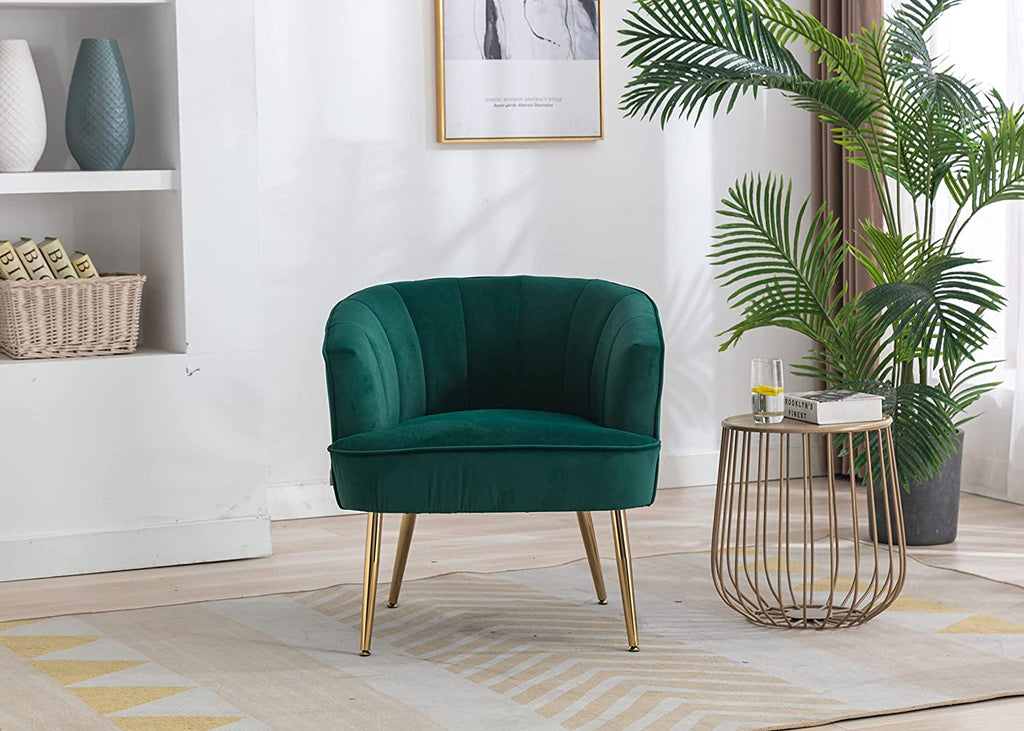 Green Velvet Accent Chair With Gold Legs For Living Room Furniture