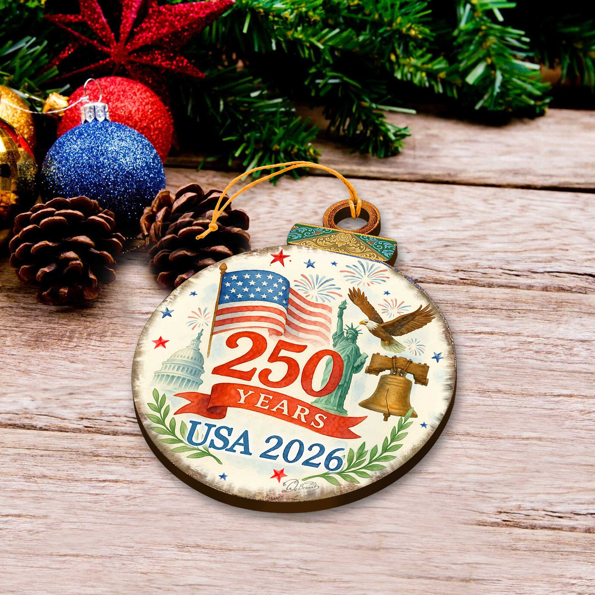 Patriotic 250th Anniversary Ornament by G. DeBrekht - American Patriotic Decor – 8652842-2