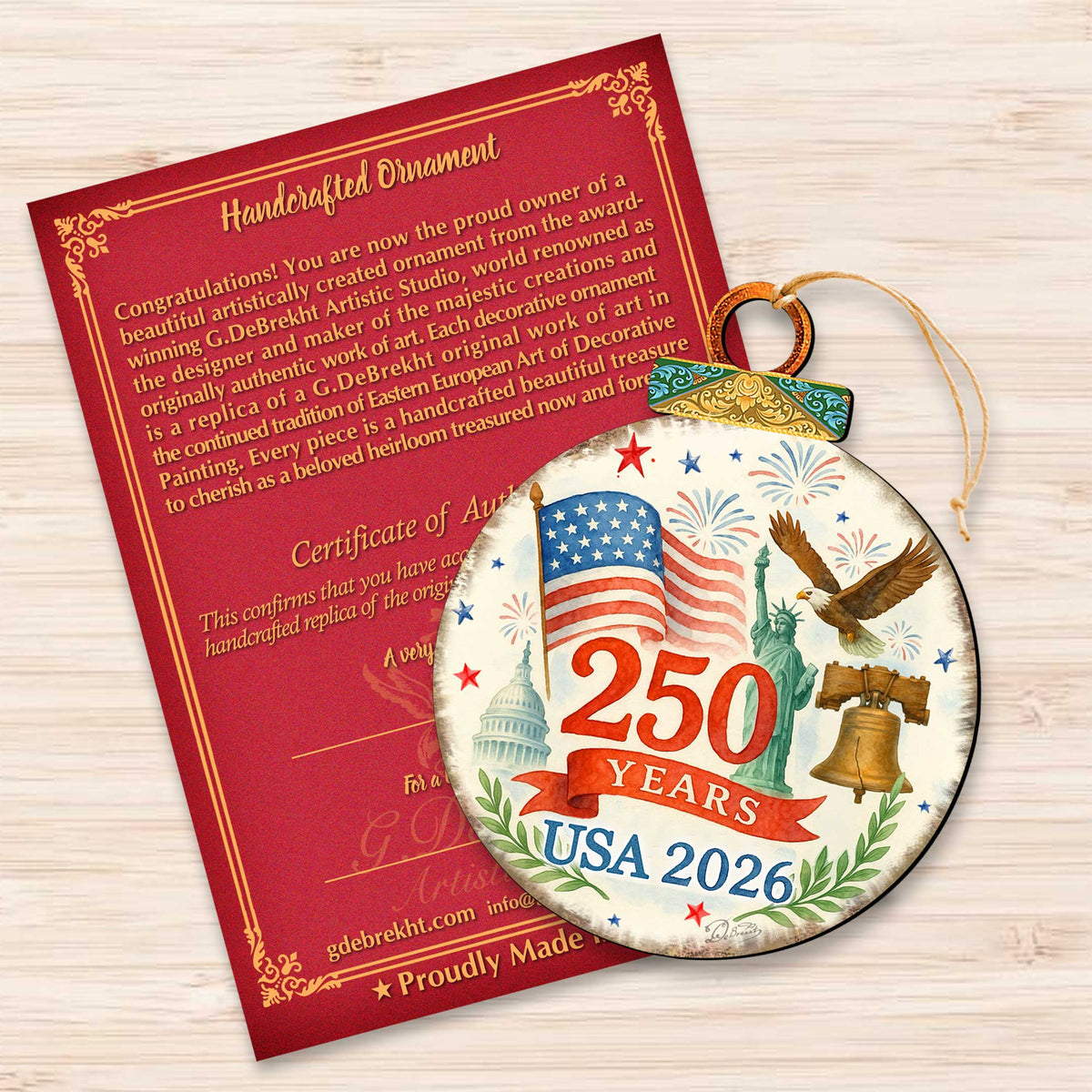 Patriotic 250th Anniversary Ornament by G. DeBrekht - American Patriotic Decor – 8652842-2