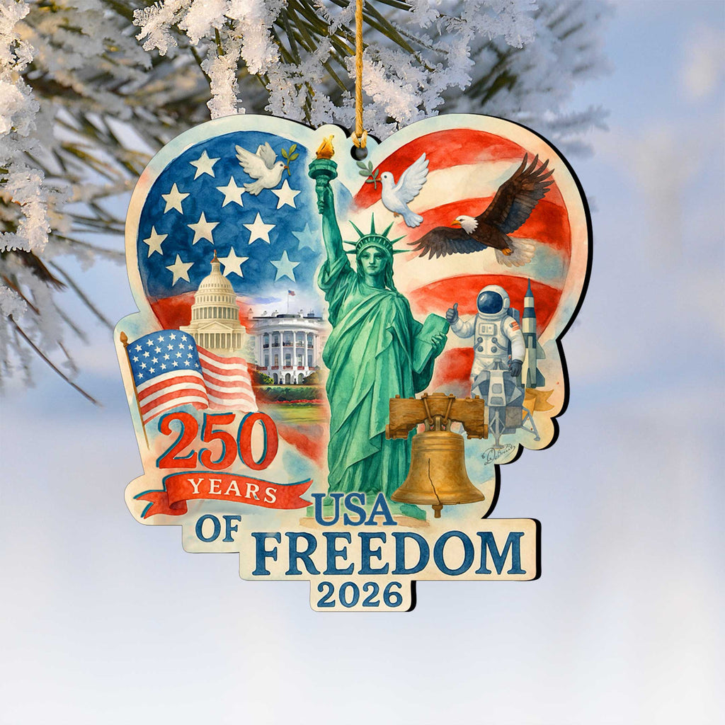 250th Anniversary Heart Ornament by G. DeBrekht - American Patriotic Decor – 8652842-3