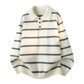 Men's Casual Striped Long Sleeve Polo Collar Knit Sweater