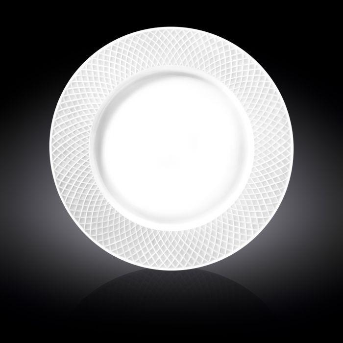 White Fine Porcelain Round Platter | 12" | Embossed Rolled Rim | Made in England | Wilmax