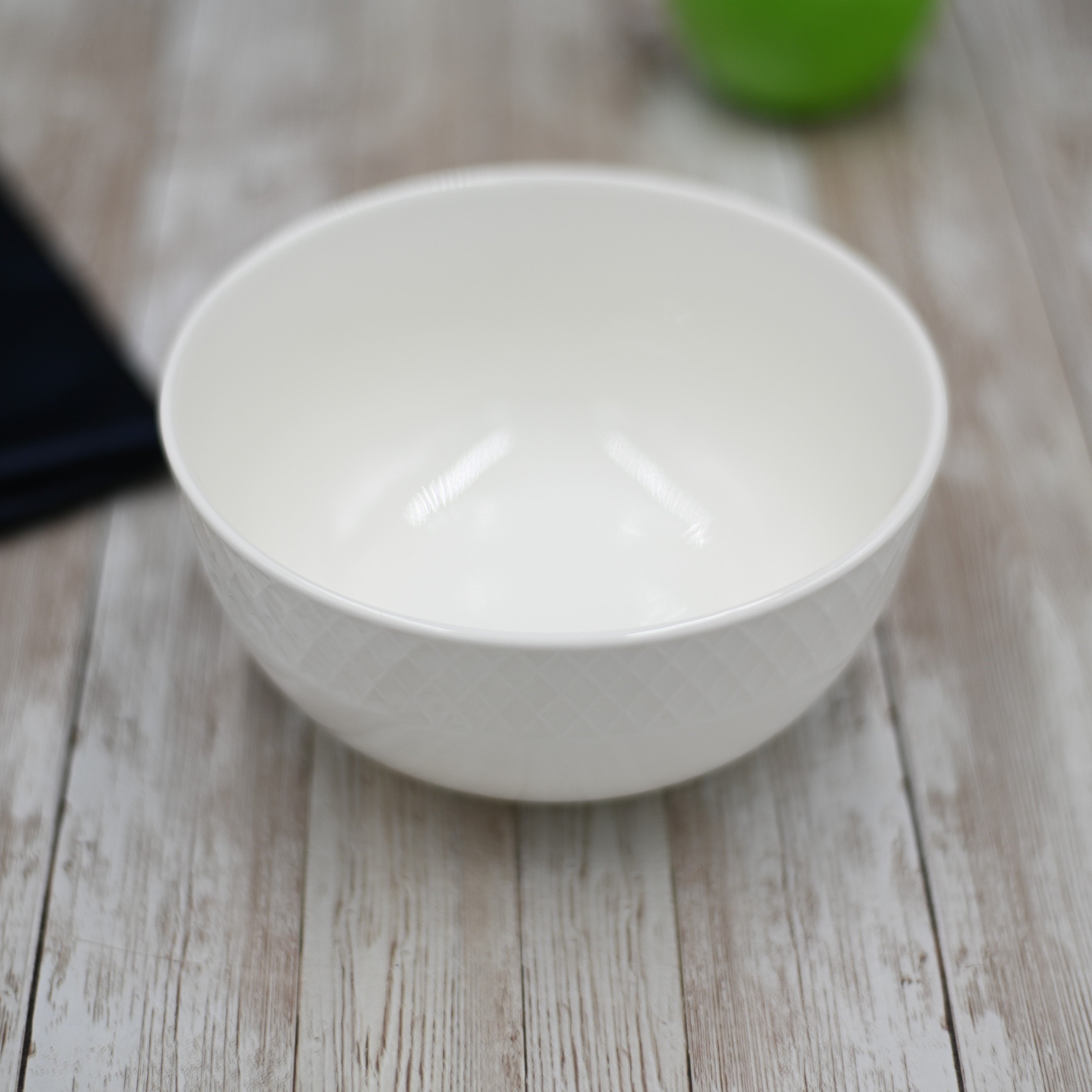 Julia White Fine Porcelain Bowl | 6.5" | 31 Fl Oz | Embossed Rolled Rim | Made in England | Sold Individually | Wilmax