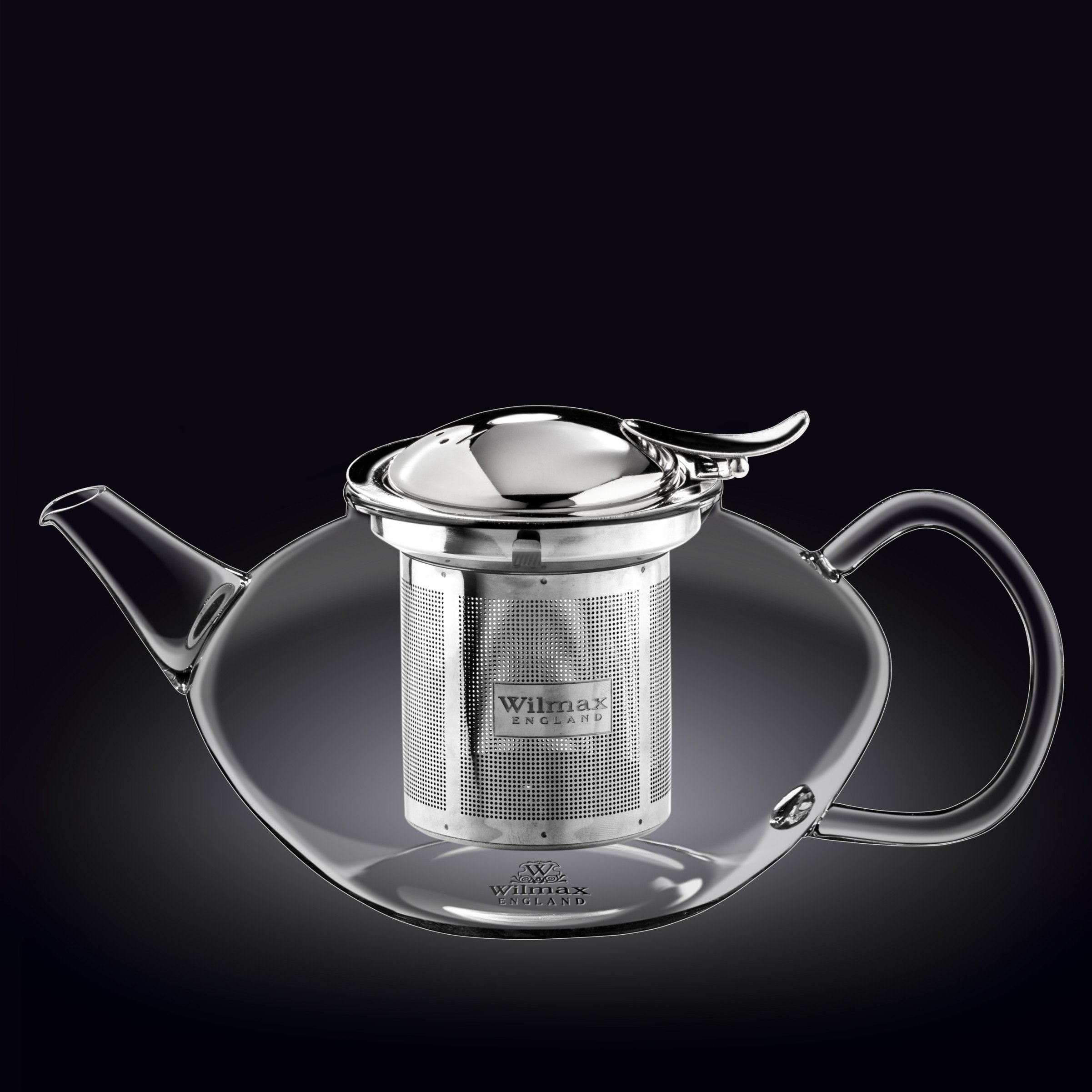 Wilmax Thermo Glass Teapot | 52 oz | Borosilicate Glass | Stainless Steel Infuser | Stovetop Safe