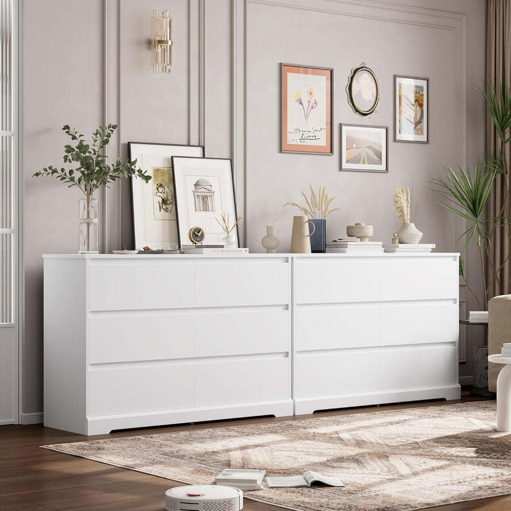 White Six Drawer Dresser For Bedroom Storage Solutions