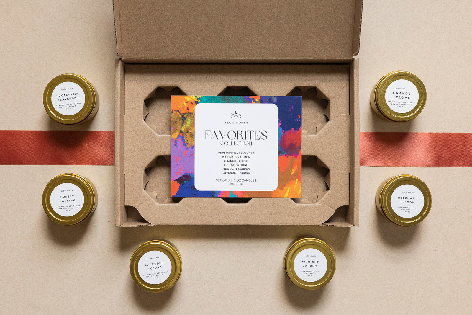 Favorites Collection 6-Pack | 100% Essential Oil Soy Candles | Six Best-Selling Mini Tins | Slow North