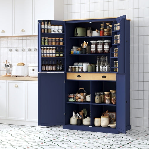 Large Kitchen Pantry Storage Cabinet | 71" Tall | MDF | White, Gray or Blue