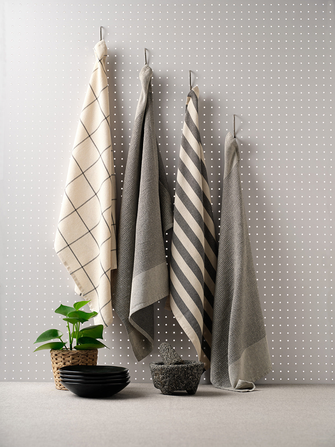 Cotton Kitchen Towels | Set of 4 | 100% Cotton | Waffle & Minimal Weave | Low Lint | Powered by People