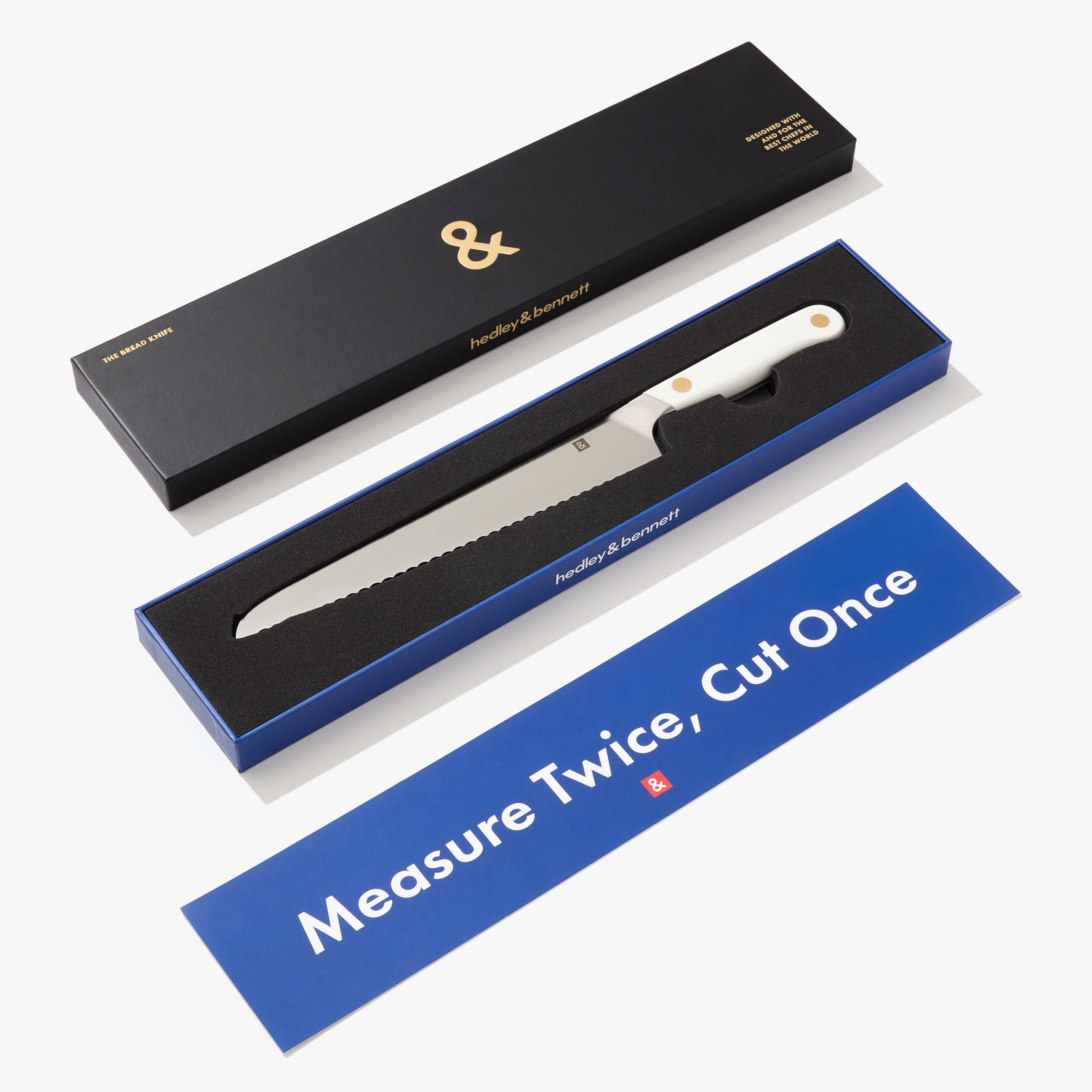 Bread Knife | Serrated Edge | Angled Handle | Miso | Capri Blue | Caviar Black | Shiso Green | Enoki White | H&B | Powered by People