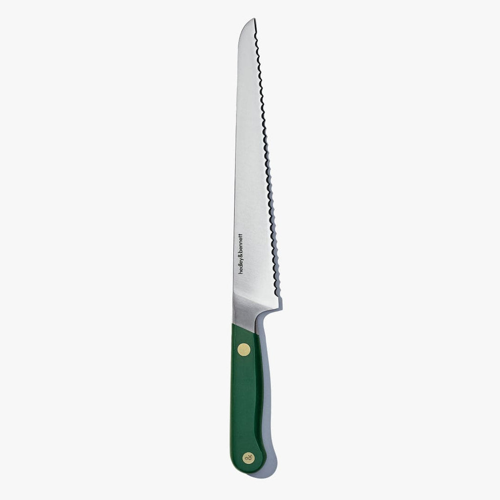 Bread Knife | Serrated Edge | Angled Handle | Miso | Capri Blue | Caviar Black | Shiso Green | Enoki White | H&B | Powered by People