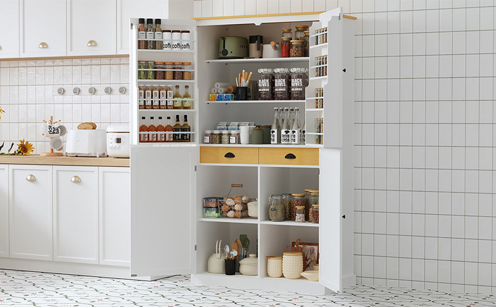 Large Kitchen Pantry Storage Cabinet | 71" Tall | MDF | White, Gray or Blue