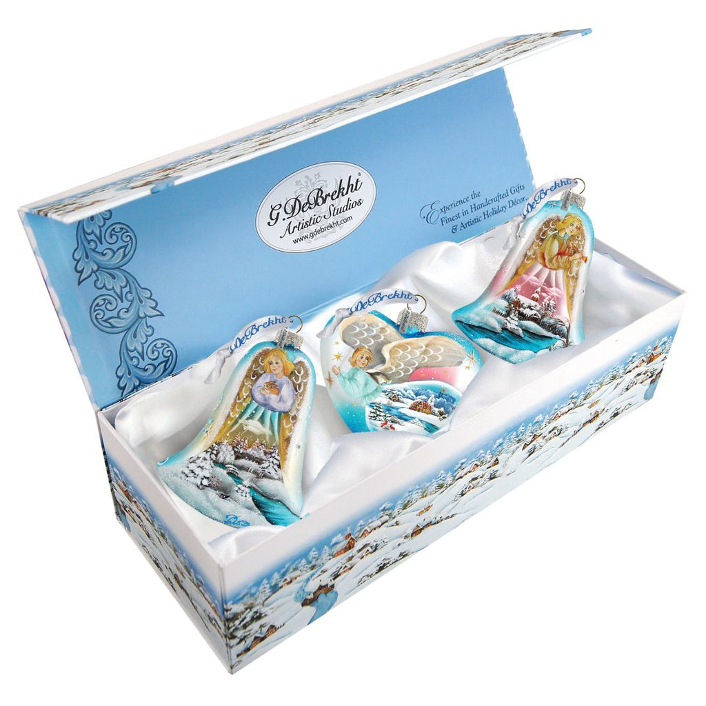 Angels Glass Ornament Set of 3 by G. DeBrekht - Nativity Holiday Decor - 73160-B3