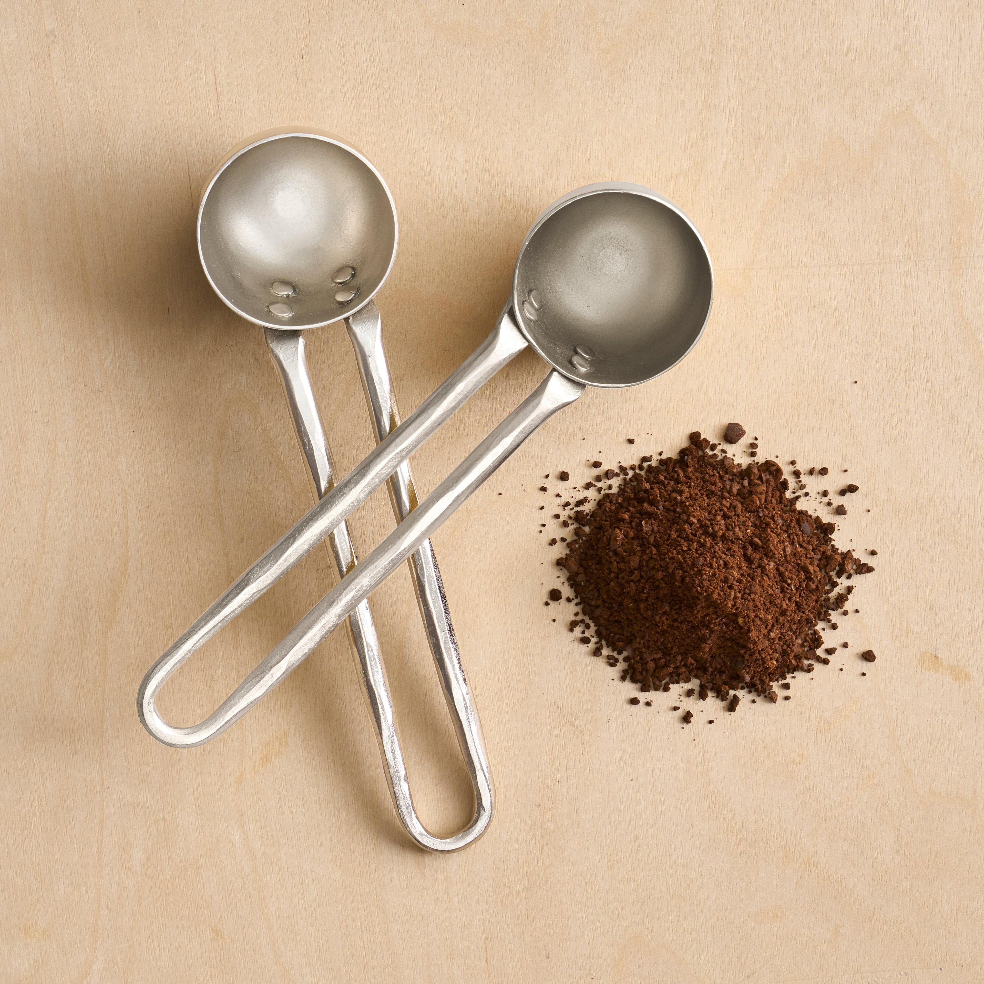 Artisan Stainless Steel Coffee Scoops | Set of 2 | Hammered | Artisan Kitchen