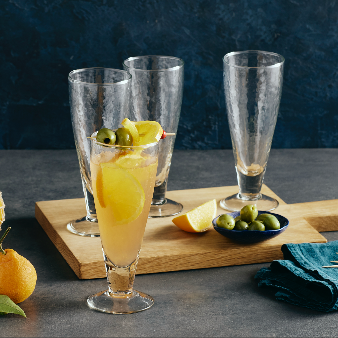 Pebbled Footed Tulip Glasses | Set of 4 | Dimpled Texture | Water & Beverage Glasses | Powered by People