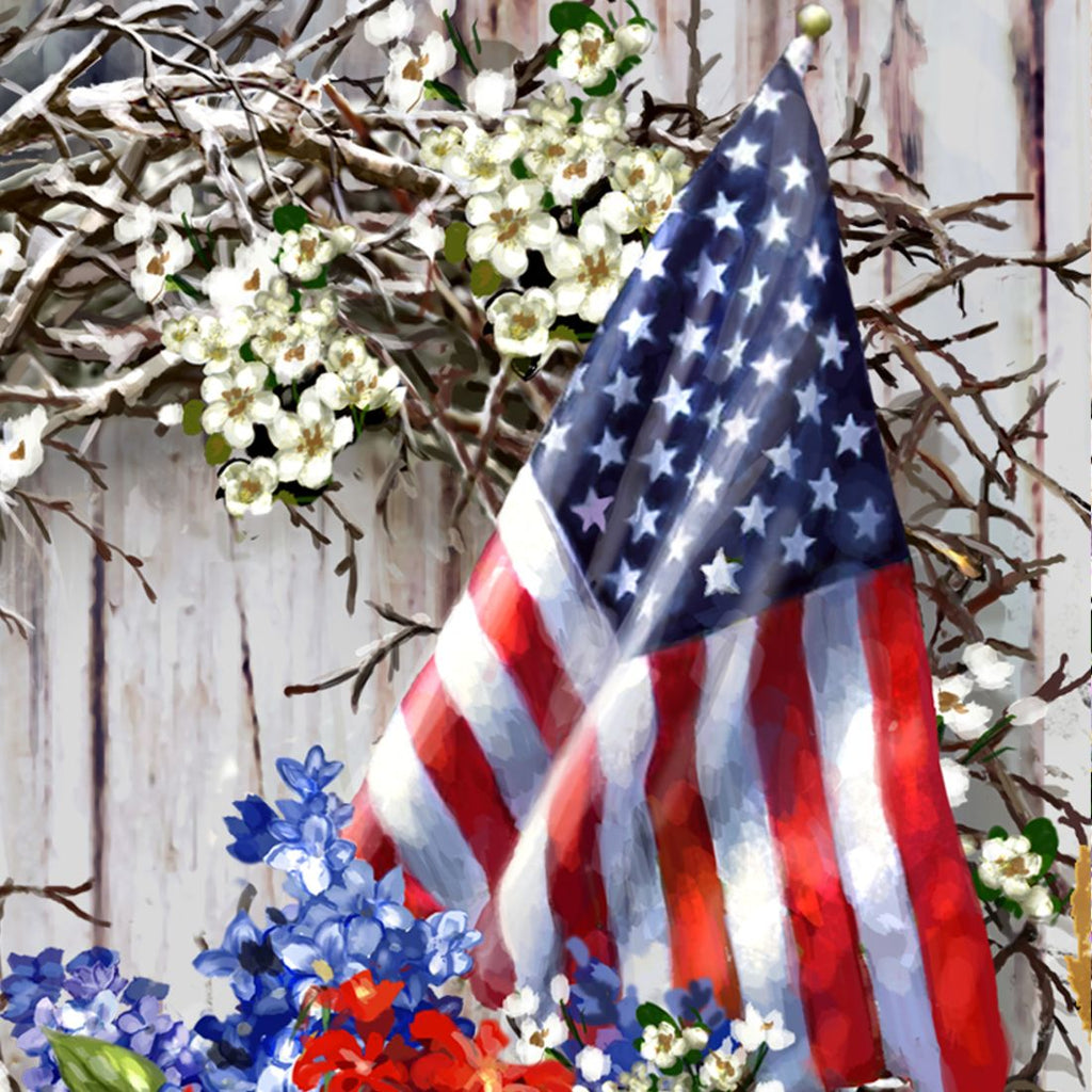 Patriotic American Wreath Wooden Wall Art by D. Gelsinger - American Patriotic Décor - 95609B-1716