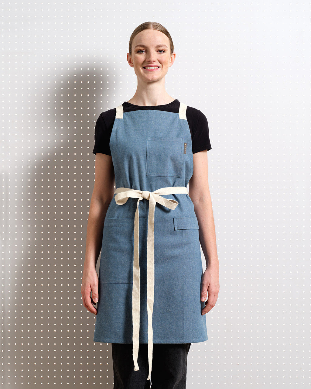 Crossback Apron | Upcycled Cotton & Denim Twill | Ergonomic Fit | Deep Pockets | Powered by People