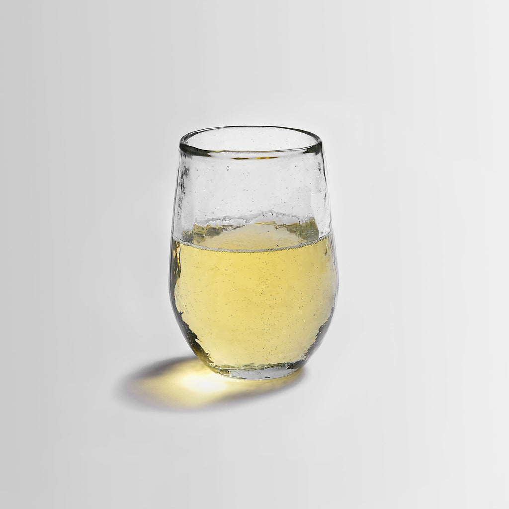 Pebbled Small Glasses | Set of 4 | 8 oz | Hammered Texture Clear Glass | Powered by People