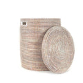White Flat Lid Basket | Large | Handwoven Millet Grass | 20"H x 16"W | Wolof Artisans | Senegal | Mbare